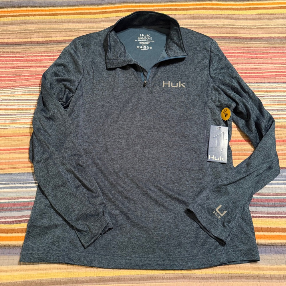 Huk Coldfront 1/4 Zip‎ Fishing Pullover Women Medium Blue UPF 50 H6120143 NWT